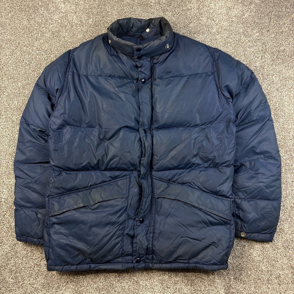 Vintage Schott Puffer Down Jacket Mens Medium Down Fill Full Zip Snap Buttons